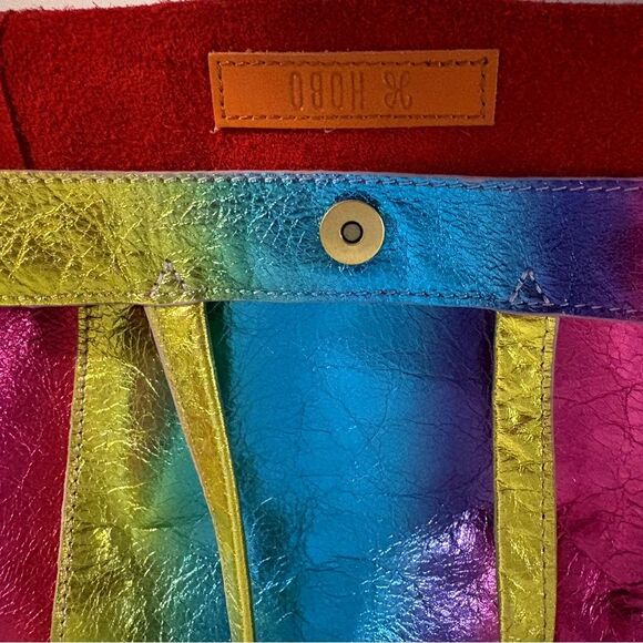 NEW HOBO Rainbow Metallic Leather Pride Tote Bag - Picture 4 of 7